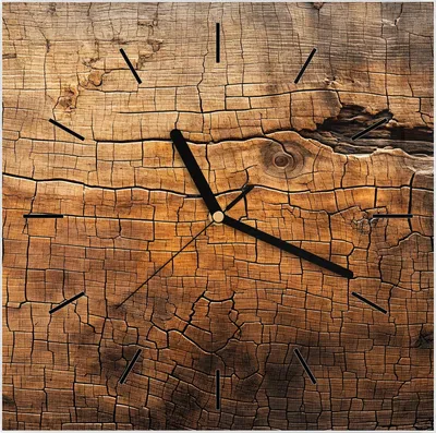 Produktbild von Wanduhr aus Glas mit Motiv Vintage Holzmaserung- 30 x 30 cm - inkl. Aufhängesystem