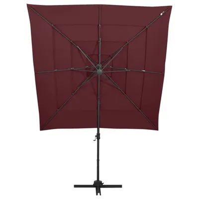 Zdjęcie produktu dla vidaXL Parasol z aluminiowym drążkiem 4-warstwowy Bordeaux czerwony 250x250 cm