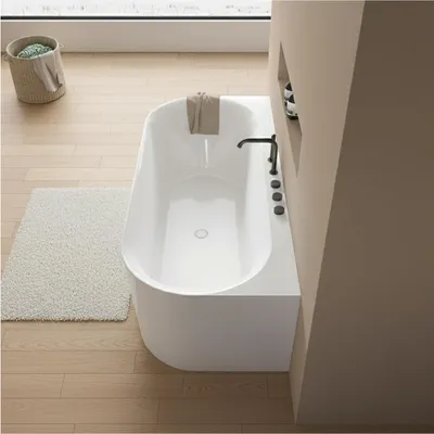 Produktbild von FORMA 170 cm weiße wandmontierte Acrylbadewanne