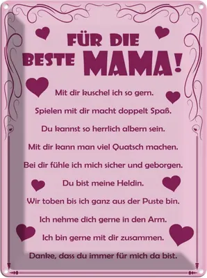 Produktbild von vianmo Blechschild 40x30 cm Für die beste Mama Spruch Zitat