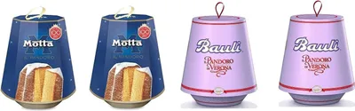 Produktbild von Testpaket Bauli Pandoro mit Puderzucker & Motta Pandoro mit Puderzucker 4 x 750g weicher Teig reich an Butter und Eiern