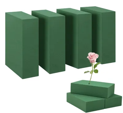 Image de Éponge florale rectangulaire - Lot de 4 - Pour compositions florales et arrangements - 14x8x4 cm