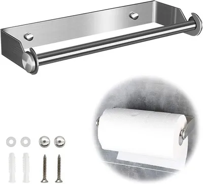 Produktbild von PolkaHome® Küchenrollenhalter Wandmontage Papierhandtuchhalter Edelstahl Handtuchhalter Rollenhalter für Küche Bad Toilette Silber
