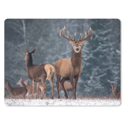 Produktbild von MuchoWow® Mauspad Mousepad Waldtiere - Hirsche - Landschaft - Winter - Schnee - Natur 40x30 cm - Mousepads - Maus Mat - Pad - Mausunterlage - Anti Rutsch