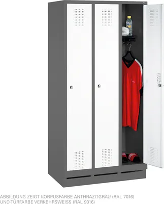 Produktbild von Umkleideschrank mit 3 Abteil Spind Spint Schließfachschrank Abteilbreite: 30 cm