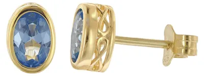 trendor 21879 Damen-Ohrringe 925 Silber Vergoldet Ohrstecker Aquamarin Blau 1