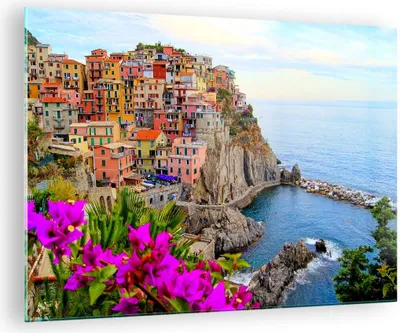 Produktbild von Bilder auf glas - Italien küste felsen landschaft - 70x50cm - Glasbilder - Wandbilder - Kunstdruck - zum Aufhängen bereit - Wanddekoration aus Glas - Glas Bilder - Wandbild auf Glas - GAA70x50-2684