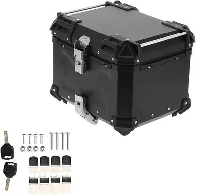 Image de Boîte de rangement supérieure en aluminium pour moto - Étanche - Pour casque et bagages - Sacoche - Gain de place - Léger - Adapté aux motos - Compact