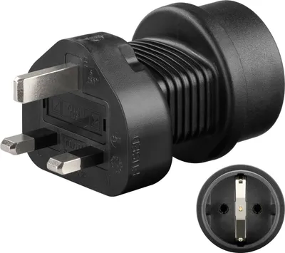 Produktbild von Goobay 95307 Netzadapter, Schwarz - Schutzkontaktbuchse (Typ F, CEE 7/4) > UK 3-Pin-Stecker (Typ G, BS 1363)