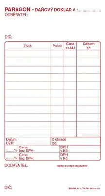 Produktbild von Paragon daňový doklad - blok 80 x 150 mm / nečíslovaný 50 listů / NCR / PT010