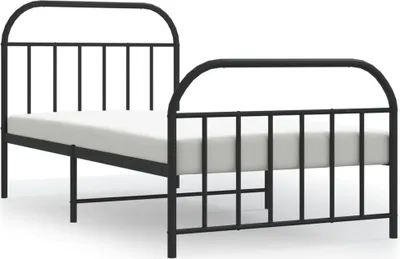 Produktbild von vidaXL Bettgestell mit Kopf- und Fußteil Metall Schwarz 107x203 cm