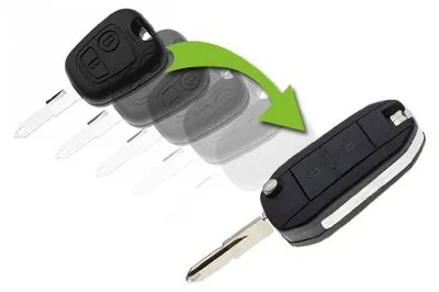 Schlüsselgehäuse für Peugeot 206, Klappgehäuse, 2 Tasten, schwarz