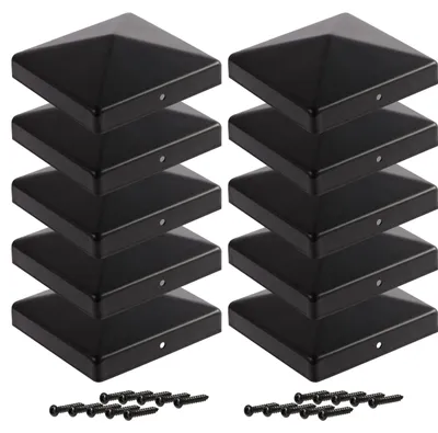 Produktbild von Pfostenkappen 9 × 9 cm, 10 Stück, Pyramide, Stahl, schwarz, für Zaun