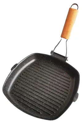 Image de Poêle à griller, revêtement antiadhésif, design compact, noir