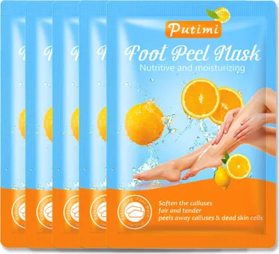 Produktbild von Fußmaske Fusspeeling Fußpflege Anti Hornhaut Socken Hornhautentferner mit Lemon, 5 Paar