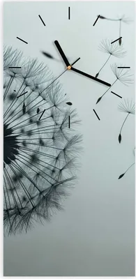 Produktbild von Wanduhr aus Glas mit Motiv Pusteblume im Wind- 30 x 60 cm - inkl. Aufhängesystem