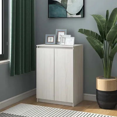 Produktbild von "2026 Promotion" Sideboard Wohnzimmer - Weiß 60x36x84 cm Massivholz Kiefer - Kommoden CC27275