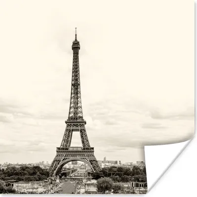Produktbild von MuchoWow® Poster Der Eiffelturm unter den Wolken 50x50 cm - Wohnzimmerdekoration