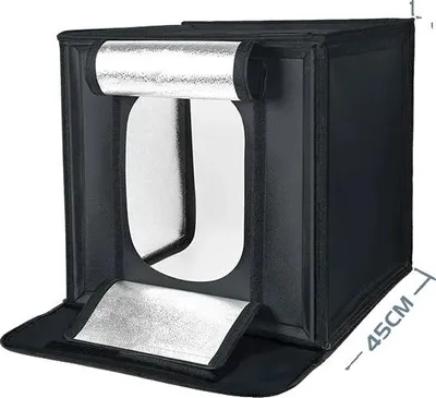 Zdjęcie produktu dla Fotografia Lightbox, przenośna konstrukcja, wbudowane oświetlenie LED, 45 x 45