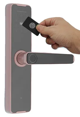 Produktbild von Fingerabdruckzugangshandgriff, Aluminiumlegierung, Türmontage, bis zu 50 Fingerabdrücke, bis zu 100 Passwörter, batteriebetrieben