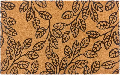 Produktbild von NYVI Fußmatte Kokos - Rutschfest, Wetterfest, für Innen und Außen - Schmutzfangmatte Kokosmatte - 45x75 cm Rechteckig - Blätter