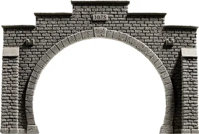 Produktbild von NOCH Tunnel-Portal, 2-gleisig für Modellbau, 16 x 10,5 cm ideal für TT Spurweite, handkoloriert für realistische Szenen