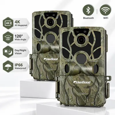 Produktbild von Wildkamera WLAN mit App 48MP 20m Infrarot Nachtsicht Bewegungsmelder Wildtierkamera WiFi Handyübertragung 0,3s Trigger IP66