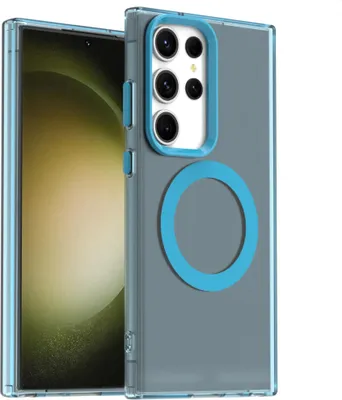 Produktbild von Handyhülle für Samsung Galaxy S23 Ultra, Hülle Kompatibel mit MagSafe, Schlank Durchscheinend Matt Stoßfest Schutzhülle Blau