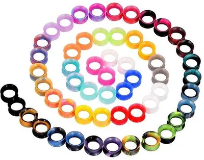 Image de Kits de piercing pour les oreilles - Bouchons en silicone - Multicolores - Tunnels d'oreille - Confortables - Légers - Bijoux de piercing