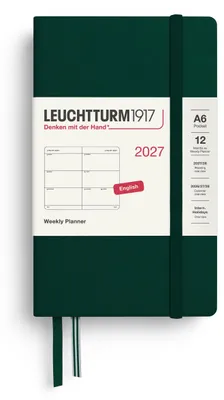 Immagine prodotto di Calendario settimanale LEUCHTTURM1917 2027, formato tascabile (A6) - Lingua: inglese, colore: verde foresta, copertina rigida