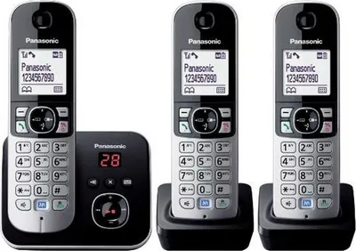 Immagine prodotto di Telefono cordless trio dect con segreteria telefonica nero/argento Panasonic KXTG6823FRB