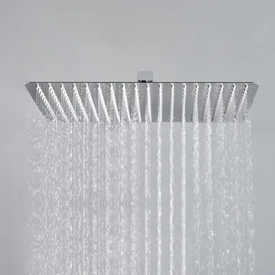 Produktbild von JOHO pflegeleichte Regendusche Duschkopf aus 304 Edelstahl, Rechteckige Kopfbrause Einbauduschköpfe Regenbrause Brausekopf 35x25cm Chrom