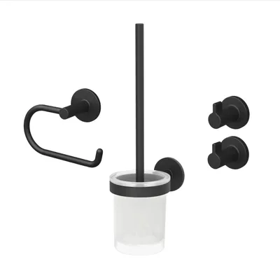 Produktbild von Lenz Bad-Accessoire-Set Nero Schwarz-matt – Anti-Fingerabdruck Oberfläche