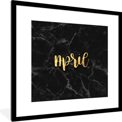 Produktbild von MuchoWow® Gerahmtes Poster Zitat - Kalender - April - Gold 40x40 cm - Poster mit Schwarzem Bilderrahmen Wandposter Rahmen Foto Bilder - Poster - Plakat im Rahmen