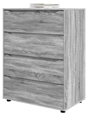 Produktbild von Speicherschrank aus Holzwerkstoff in Grau Sonoma, 4 Fächer, 80x48x105 cm, mit Schublade