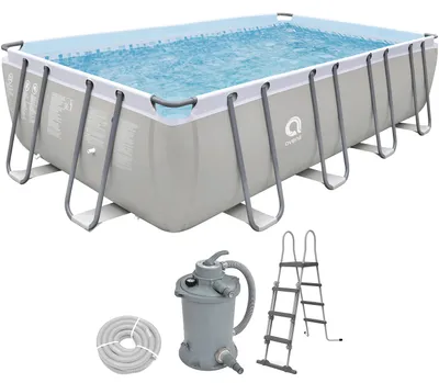 Produktbild von Avenli Frame Plus Rectangular Pool Komplettset 549x305x122 cm, Aufstellpool, rechteckig, mit Sandfilter, grau
