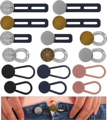 Produktbild von 16 Stück Hosenbunderweiterung Knopf, Hosenknopf Verlängerung hosenbunderweiterung hosenerweiterung schwangerschaft Jeans Knopfverlängerung für Hosen für Herren und Damenhosen Kleider (Stil A) Stil A