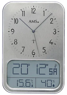 Produktbild von AMS F5891A Funkuhr mit digitaler Anzeige für Temperatur und Feuchtigkeit