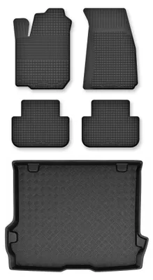 Zdjęcie produktu dla Dywaniki gumowe + mata bagażnika do Opel Combo C Tour 2002-2011 (hatchback, 5-osobowa) – czarne, dobierane – Wielganizator Semi-Universal