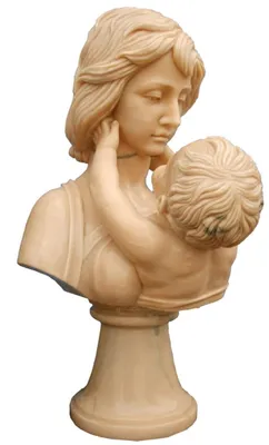 Image de Casa Padrino Luxe Art Nouveau Buste en marbre Femme avec enfant Beige H. 65 cm