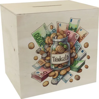 Produktbild von Trinkgeld Spardose aus Holz