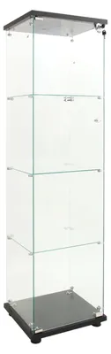 Immagine prodotto di Vetrina in vetro - Vetrina espositiva - 4 ripiani in vetro - 1 porta - Illuminazione a LED - Mobile per collezionisti e libreria - Colore: nero