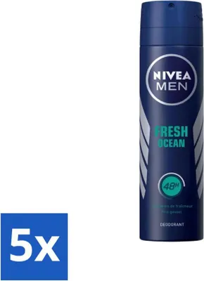 Image de Nivea Men Déodorant Spray - Fresh Ocean - 48 heures d'efficacité - 150 ml - Pack avantage - 5 pièces