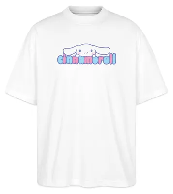 Produktbild von Spreadshirt Cinnamoroll Guckt Über Schriftzug Oversize Uni T-Shirt, M, Weiß