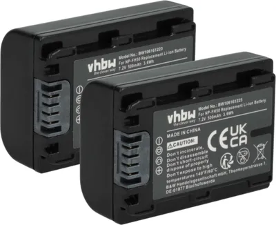 Produktbild von vhbw 2x Akku Ersatz für Sony NP-FH50, NP-FH100, NP-FH70, NP-FH40 für Kamera (500 mAh, 7,2 V, Li-Ion), Infochip
