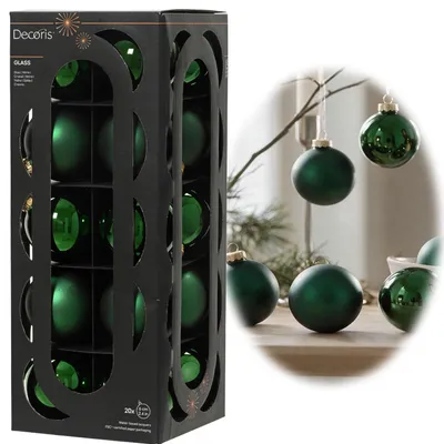 Produktbild von 18-20 Design Glas Weihnachtskugeln 6cm Grün Pinie Christbaum Dekokugel
