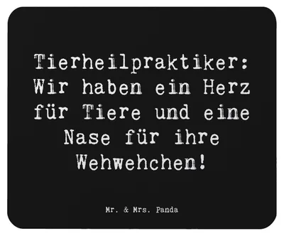 Produktbild von Mr. & Mrs. Panda Mousepad Spruch Tierheilpraktiker Herz - Schwarz - Geschenk, pc, Mauspad, Beruf, Berufsliebe, Tiernaturheilkunde, Mouse Pad, mousematte, Tierwohl