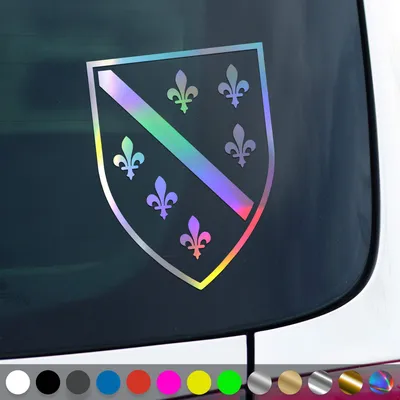 Produktbild von PantherPixel Bosnien Aufkleber Wappen Flagge Fahne Bosna Sticker Auto Geschenkidee Farbe Oilslick-Hologramm