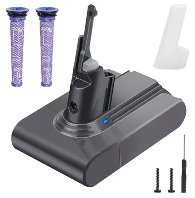 Akku 6000mAh für Dyson V7/SV11, 2 Filter, dunkelgrau