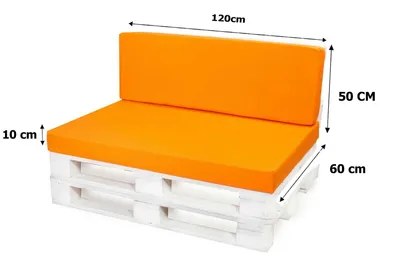 Obrázok produktu pre Paletová súprava vankúšov | Sedák 120x60 + opierka 120x50cm oranžová | Paletový vankúš vonkajší | Podsedák palety | paletové nábytkové vankúše | Setgarden